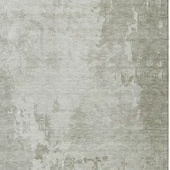 9' X 12' Linen Abstract Washable Indoor Outdoor Area Rug