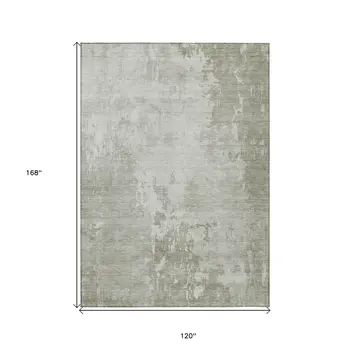 10' X 14' Linen Abstract Washable Indoor Outdoor Area Rug