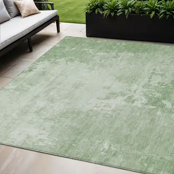 5' X 8' Mint Green Abstract Washable Indoor Outdoor Area Rug