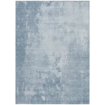 9' X 12' Sky Blue Abstract Washable Indoor Outdoor Area Rug