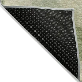 10' X 14' Artichoke Green Geometric Washable Indoor Outdoor Area Rug