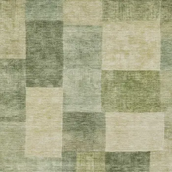 10' X 14' Artichoke Green Geometric Washable Indoor Outdoor Area Rug
