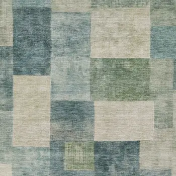 8' X 10' Blue Geometric Washable Indoor Outdoor Area Rug