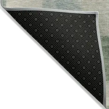 9' X 12' Blue Geometric Washable Indoor Outdoor Area Rug
