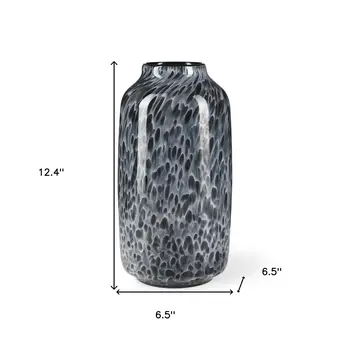 12" Black Mottled Cylinder Glass Table Vase