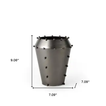 9" Gray Metal Table Vase
