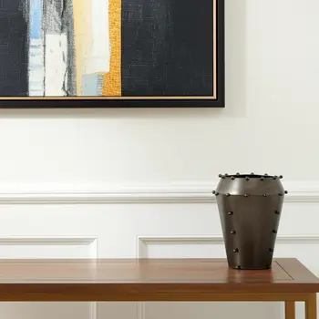 9" Gray Metal Table Vase