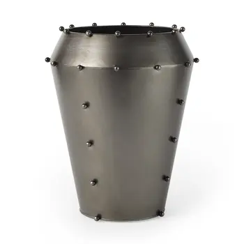 12" Gray Metal Table Vase