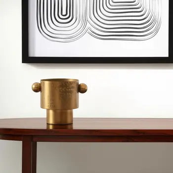 7" Gold Round Metal Table Vase
