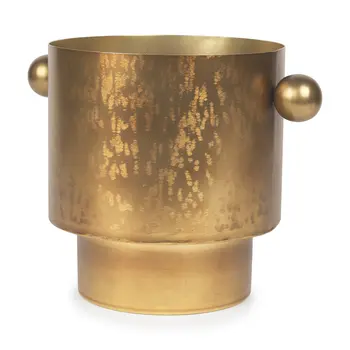 9" Gold Round Metal Table Vase