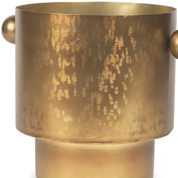 9" Gold Round Metal Table Vase