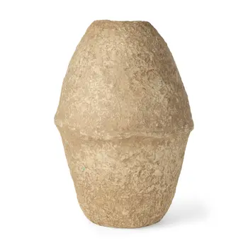 18" Beige Cylinder Clay Table Vase