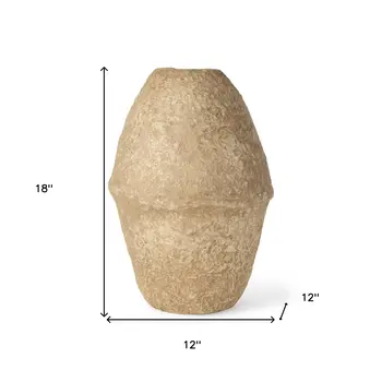18" Beige Cylinder Clay Table Vase