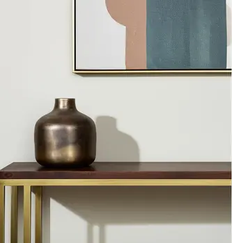 7" Gold Cylinder Metal Table Vase