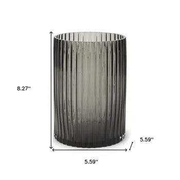 8" Black Cylinder Glass Table Vase