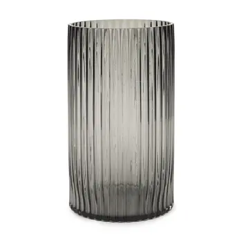 11" Black Cylinder Glass Table Vase