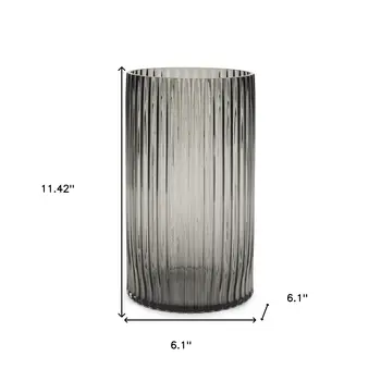 11" Black Cylinder Glass Table Vase