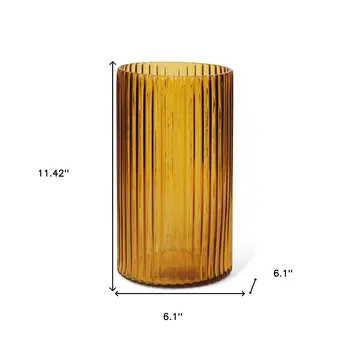 11" Yellow Cylinder Glass Table Vase