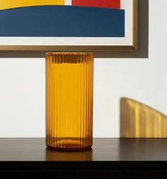 11" Yellow Cylinder Glass Table Vase