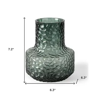 7" Green Tulip Glass Table Vase