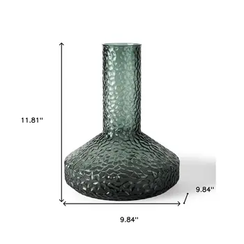 12" Green Tulip Glass Table Vase