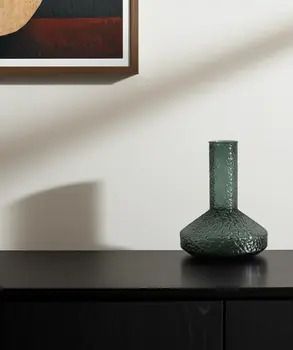 12" Green Tulip Glass Table Vase
