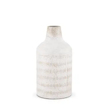 11" White Cylinder Metal Table Vase