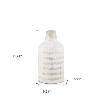 11" White Cylinder Metal Table Vase
