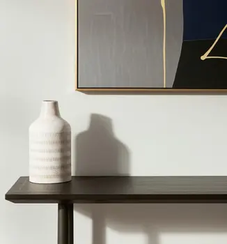 11" White Cylinder Metal Table Vase