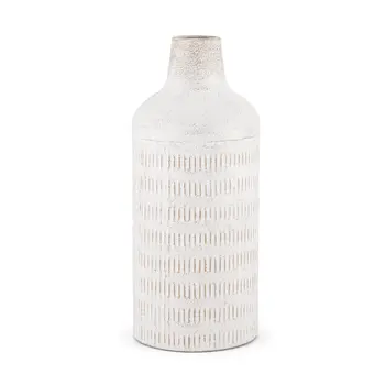 14" White Cylinder Metal Table Vase