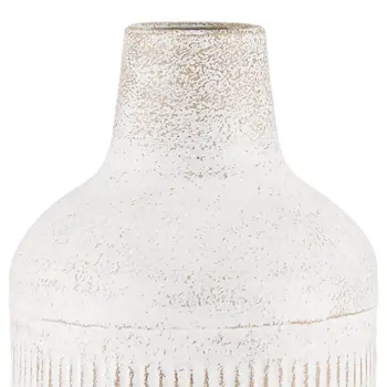 14" White Cylinder Metal Table Vase