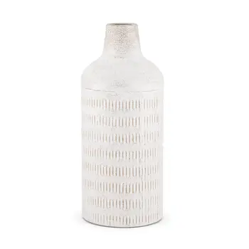 14" White Cylinder Metal Table Vase