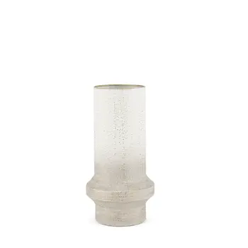 13" Beige Cylinder Metal Table Vase