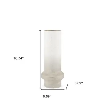 16" White Cylinder Metal Table Vase