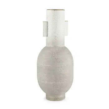 16" White Trumpet Metal Table Vase