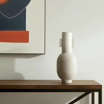 16" White Trumpet Metal Table Vase