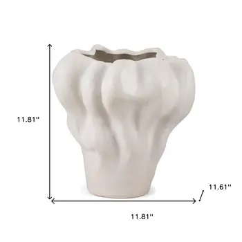 12" Cream Ceramic Table Vase