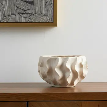 9" Cream Ceramic Table Vase