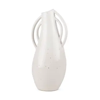 14" White Amphora Ceramic Table Vase