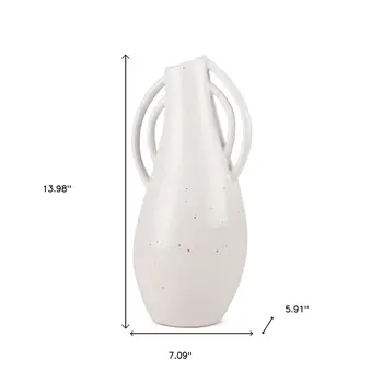14" White Amphora Ceramic Table Vase