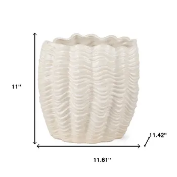 11" White Cylinder Ceramic Table Vase