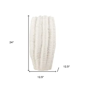 24" Cream Cylinder Ceramic Table Vase