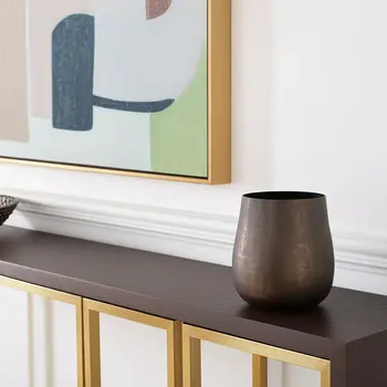 9" Gold Cylinder Metal Table Vase