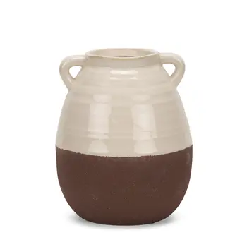 11" Cream Amphora Ceramic Table Vase