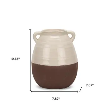 11" Cream Amphora Ceramic Table Vase