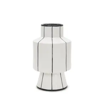 13" White Cylinder Ceramic Table Vase