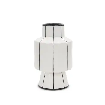 13" White Cylinder Ceramic Table Vase