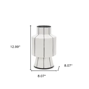 13" White Cylinder Ceramic Table Vase