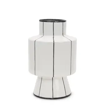 16" Black Cylinder Ceramic Table Vase