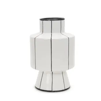 16" Black Cylinder Ceramic Table Vase